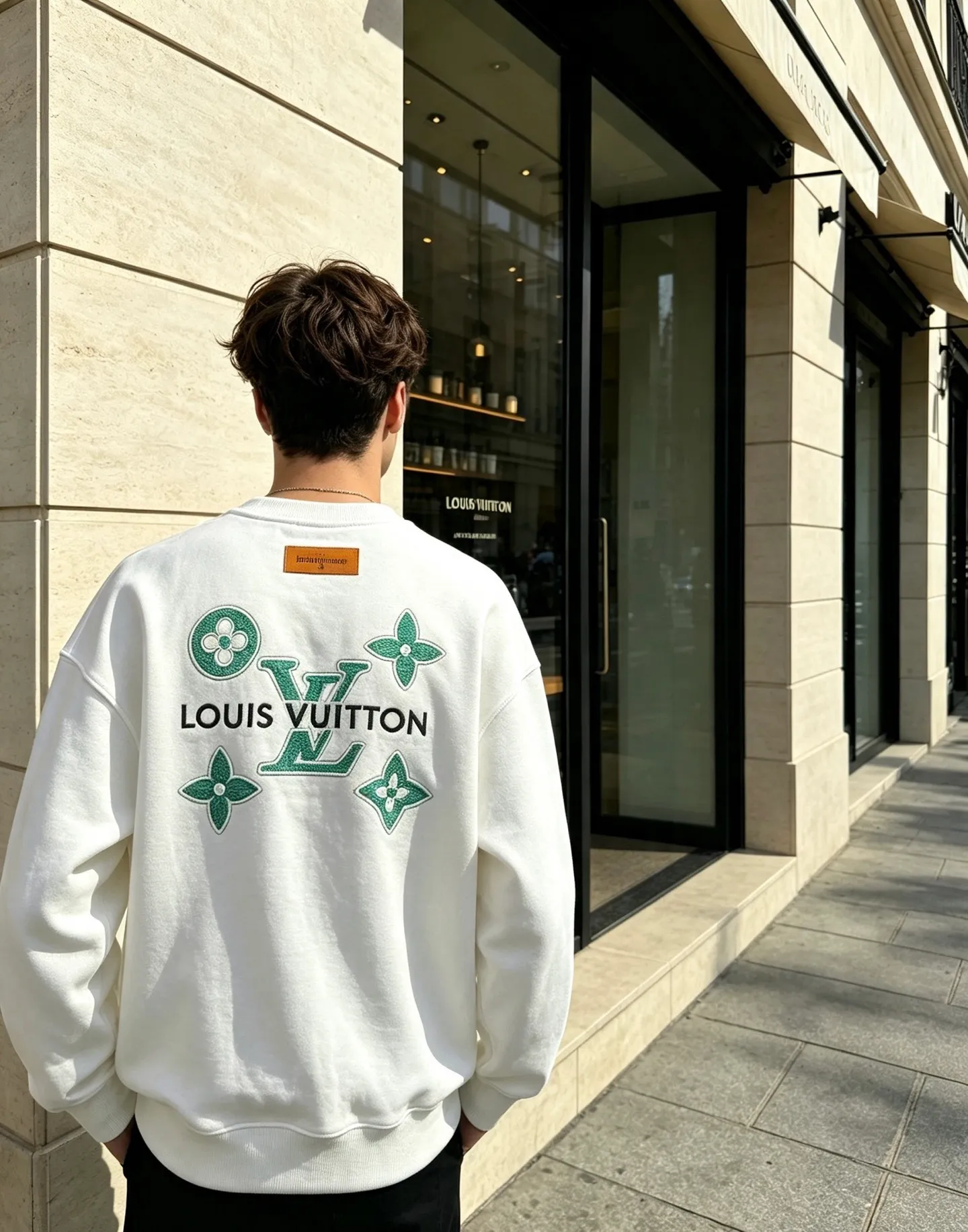 Louis Vuitton/Louis Vuitton presbyopic letter embroidered round neck sweatshirt